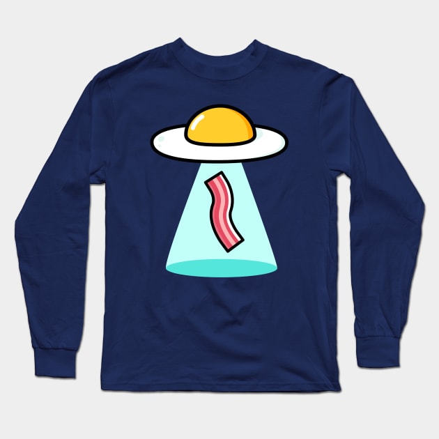 Breakfast Egg Bacon  UFO Sci Fi Long Sleeve T-Shirt by happinessinatee